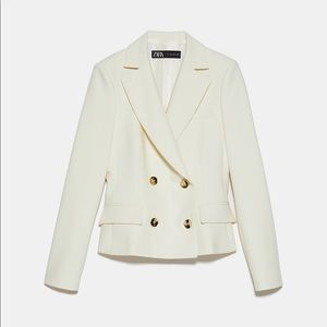 NWT. Zara Ivory Double-Breasted Blazer. Size S, L.